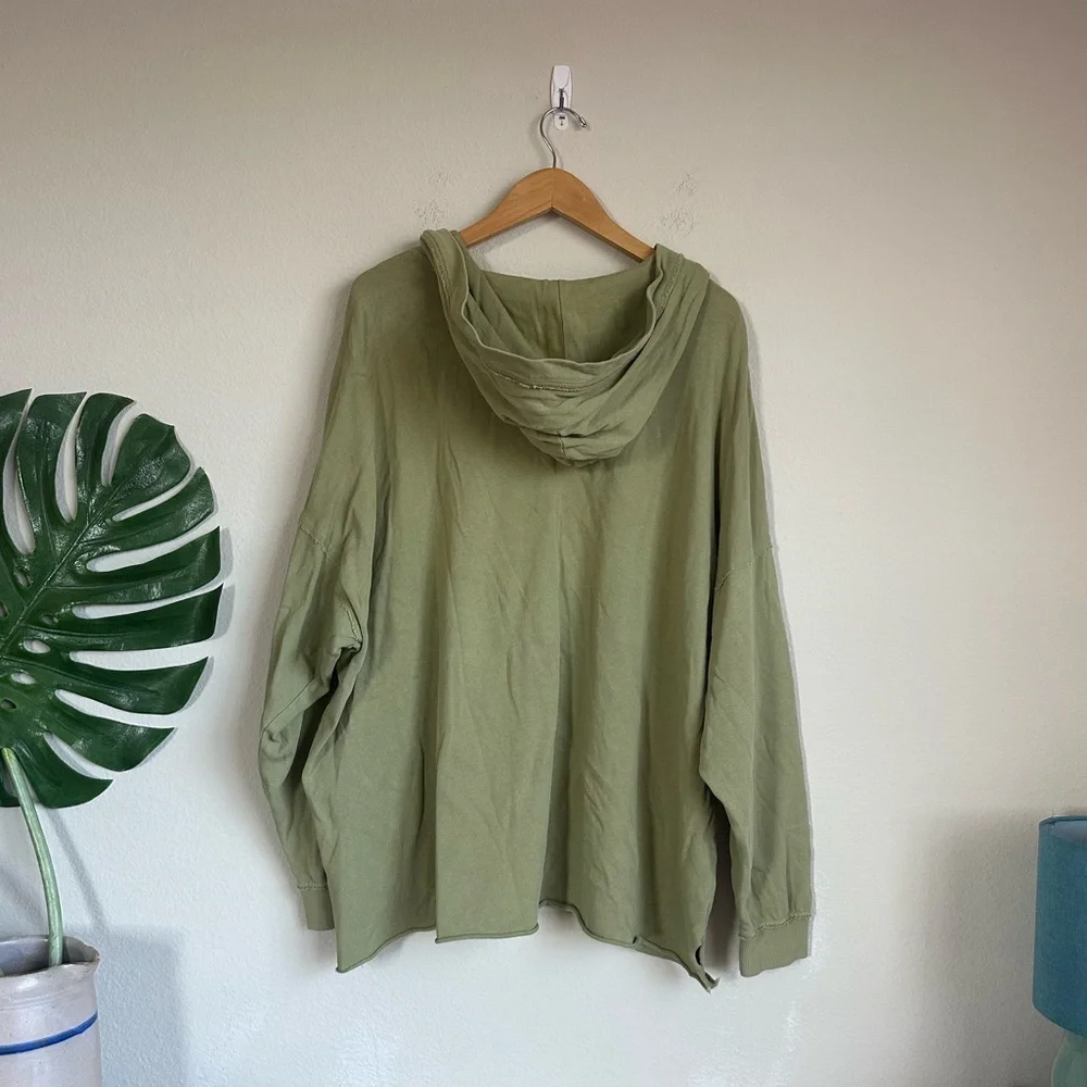 Aerie Oversized Lace Up Cotton Hoodie Sweatshirt - Picture 11 of 12